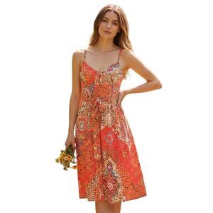 J. Crew Sundress Button Front Cotton Poplin sz 2 Floral Hot Pink Pockets Lined